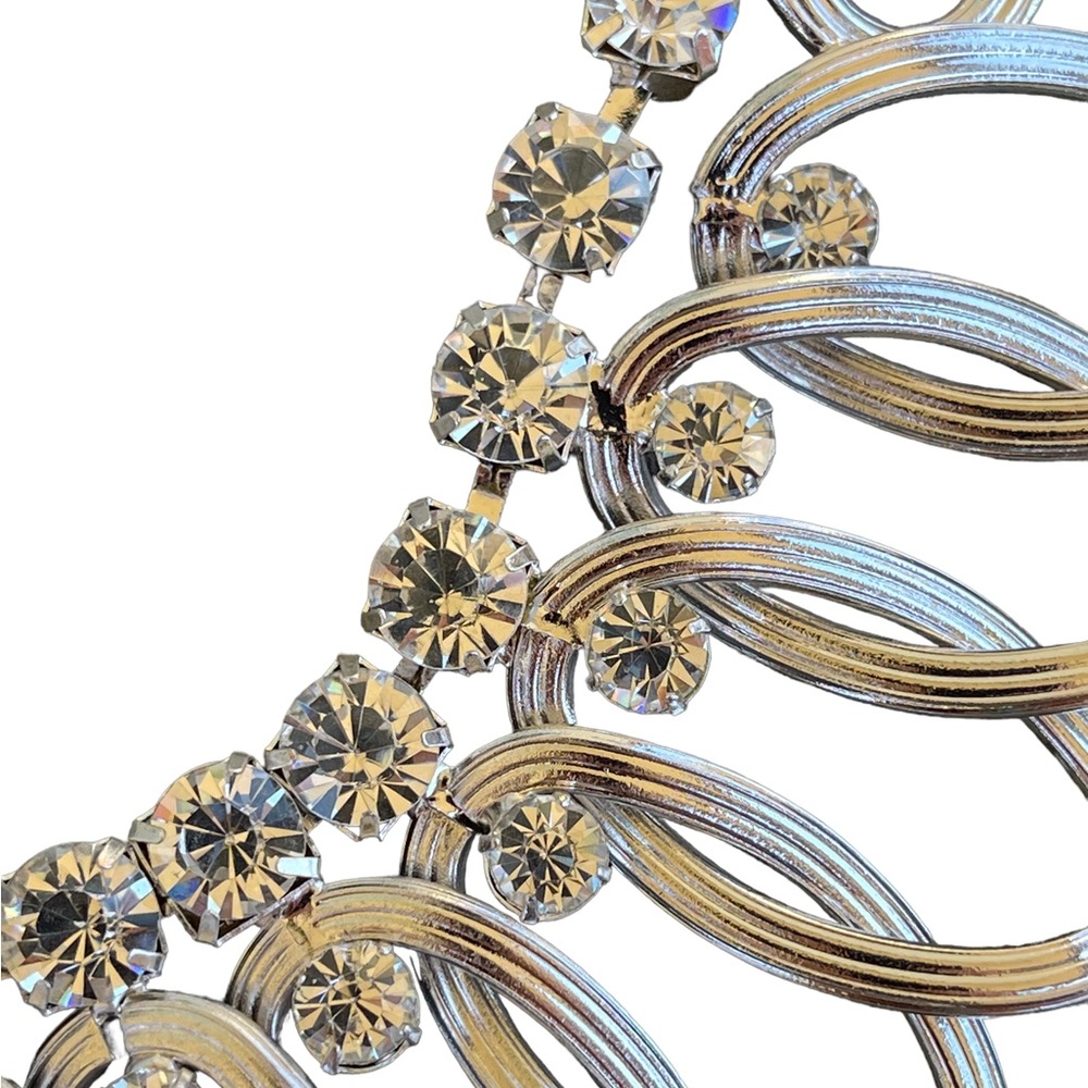 Silver Oval Crystal Handmade Link Necklace - Picture 4 of 9